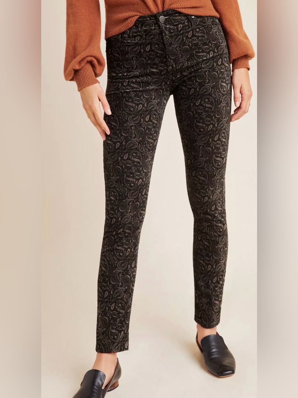 Anthropologie AG Adriano Goldschmied The Prima Ankle Paisley Velvet Skinny Jeans